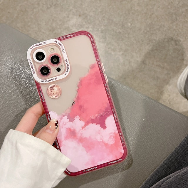 Retro Moon night Late cloud Phone Case For iPhone 13 Pro 11 12Pro Max XR XS Max 7 8 Plus X Lens Protection Shockproof Soft Cover
